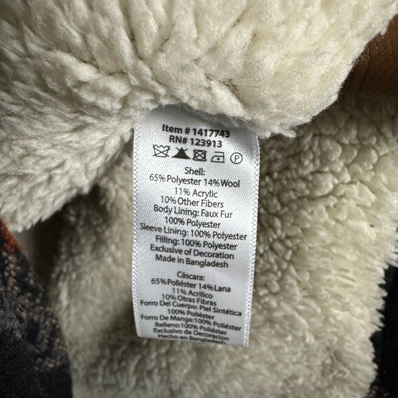 Jachs New York Wool Blend Jacket Faux Fur Lined Insulated Men L Outdoor Aztec - Picture 8 of 13